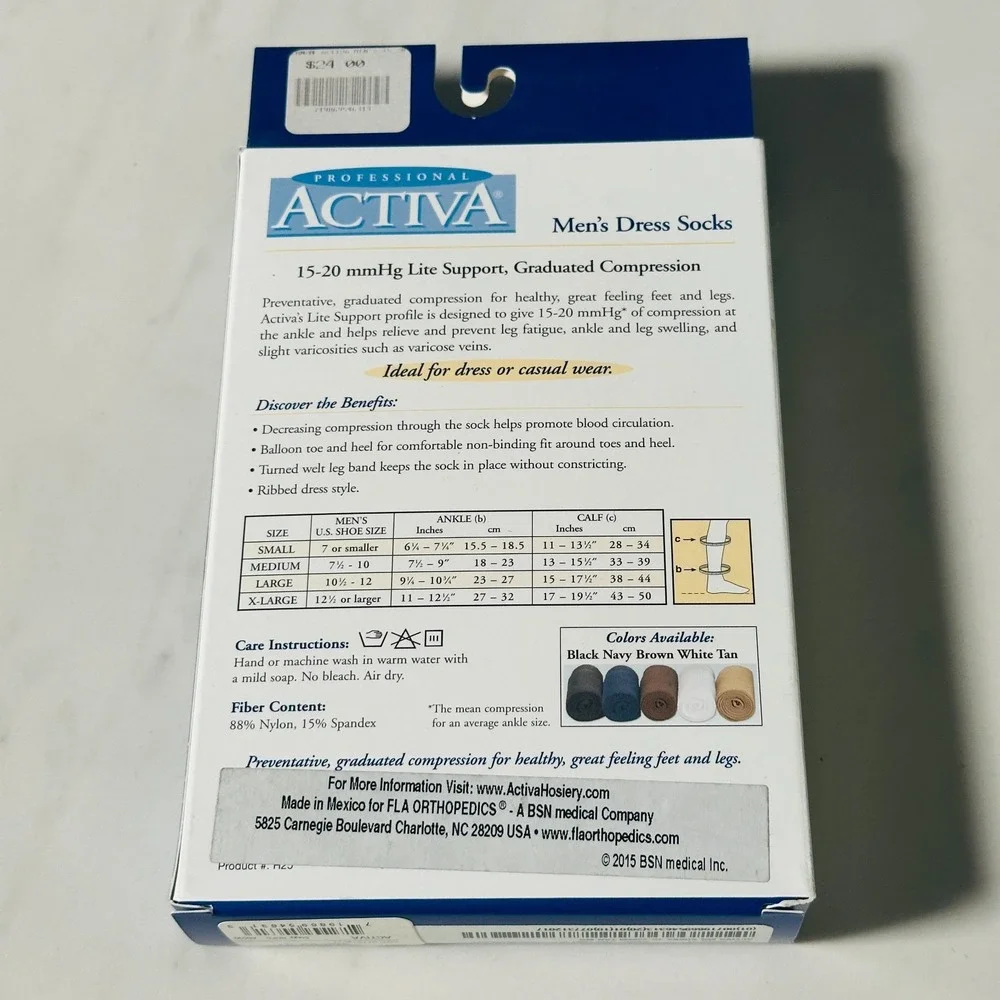 Activa 15-20 mmHg Light Support Compression Dress Socks Color Tan Size Medium
